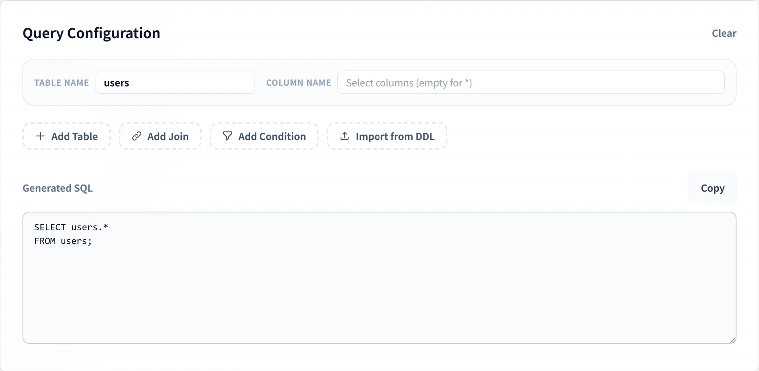 How to build SELECT and JOIN queries visually with a SQL builder